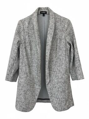 NWT Express Women’s White and Black Textured Open-Front Blazer - Size Medium